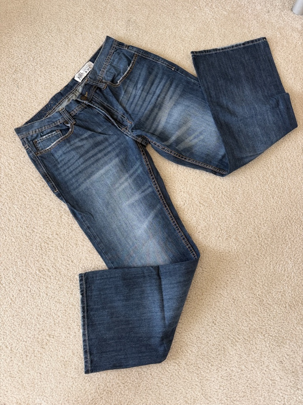 Men’s TK Axel Griswold Slim Straight Distressed Blue Jeans Size 34/30